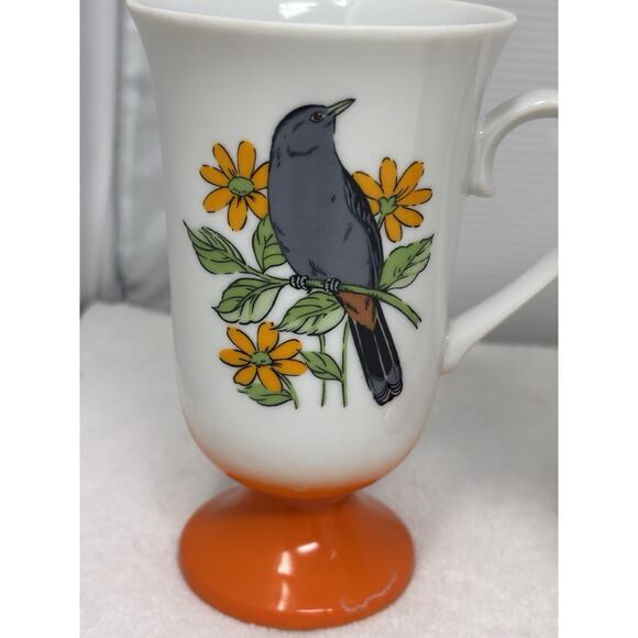 (6) Vintage 1960s Fred Roberts Songbird Pedestal Coffee Mug/Tea Cups Japan MCM - Picture 8 of 10